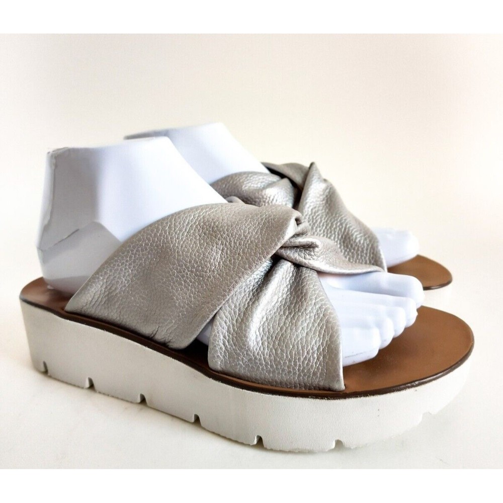 Paul Green Metallic Silver Knotted Platform Sandals